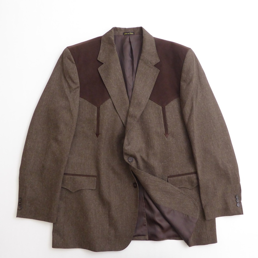 Circle S Mens Western Blazer Brown Faux Suede Yoke Sport Coat 52L